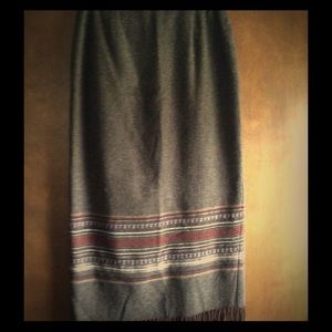 Long skirt with fringe.